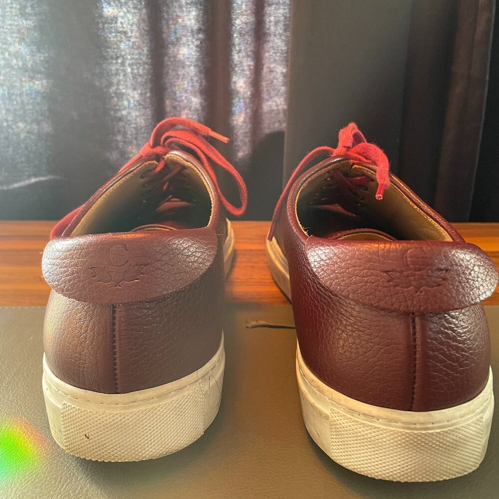 Collegium Men's Leather Sneakers – Burgundy – Size US 8.5 / EU 42 - Picture 4 of 8